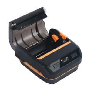 impressora preta e laranja hprt HMA300E-4 aberta